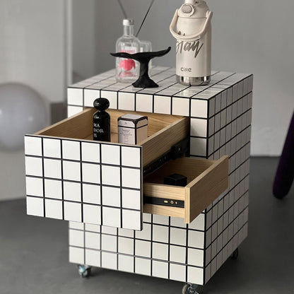 Tile Effect Small Side Table/Nightstand