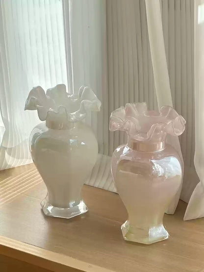 Peach/Purple Glass Flower Vase