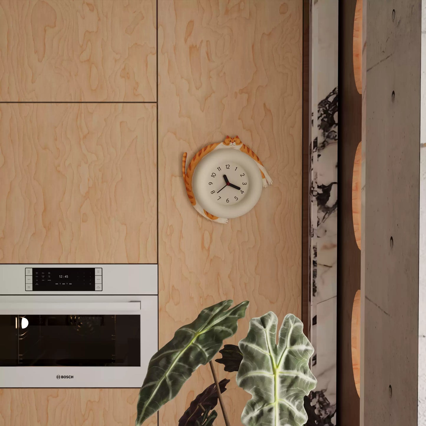 Cute Cat Hug Wall Clock