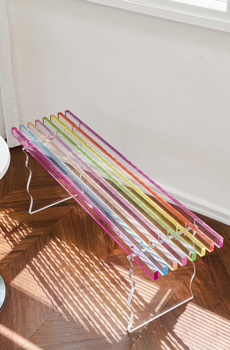 Acrylic Rainbow Bench Chair