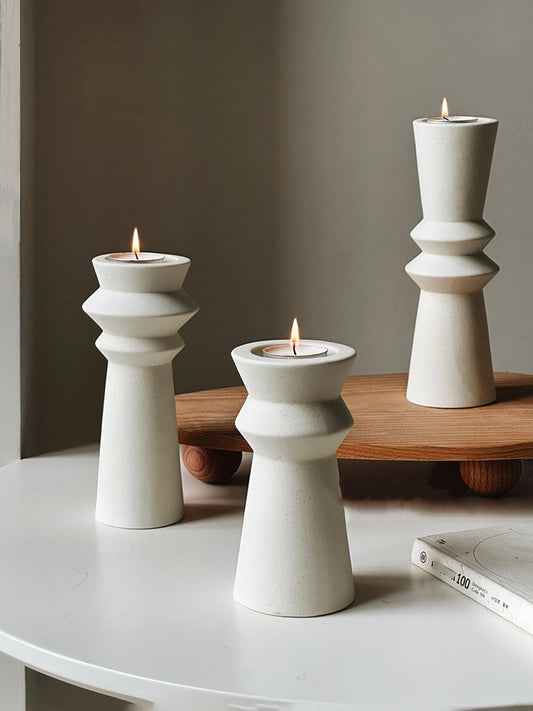 Set of 3 Minimalist Ceramic Candle Holders