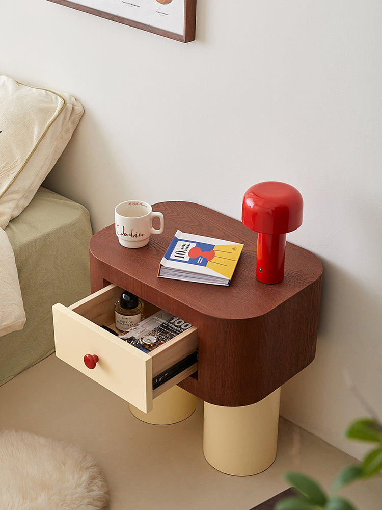 Modern Red Dot Wood Nightstand