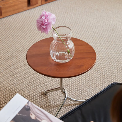 Round Solid Wood Side Table