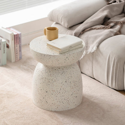 Stone Effect Side Table Nightstand