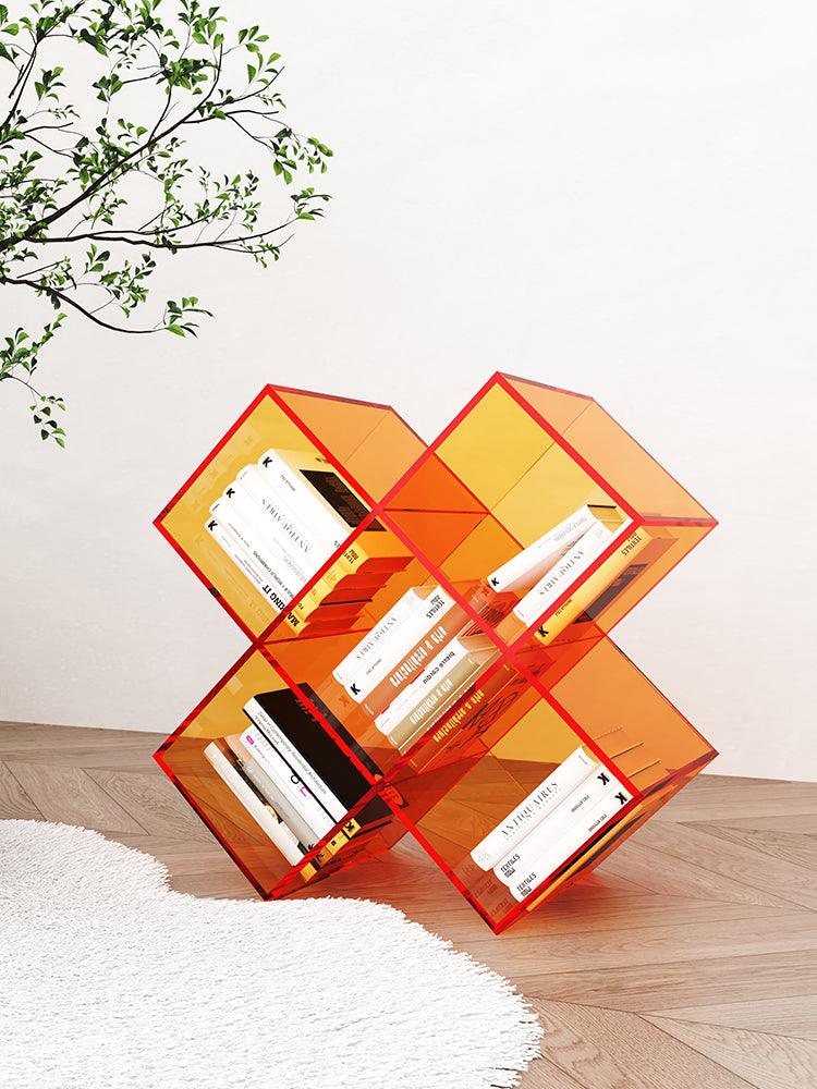 Acrylic X Shaped Bookshelf