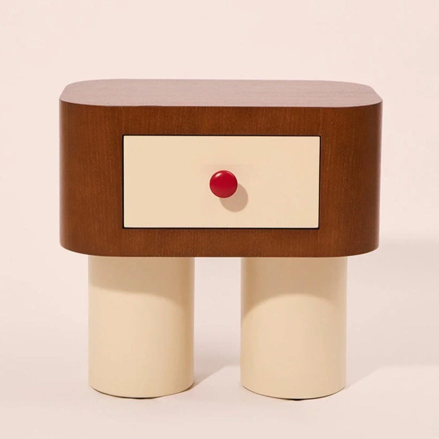 Modern Red Dot Wood Nightstand