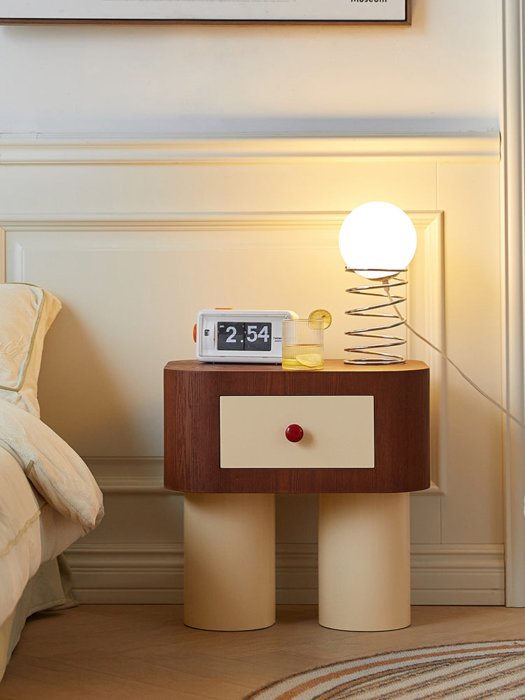 Modern Red Dot Wood Nightstand