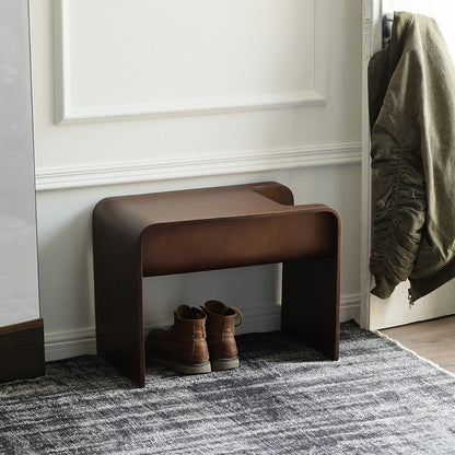 C-Shaped Oak Wood Side Table