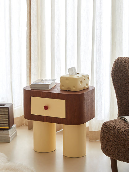 Modern Red Dot Wood Nightstand