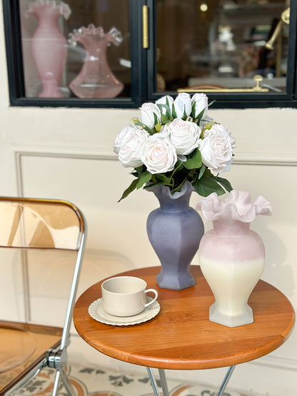 Peach/Purple Glass Flower Vase