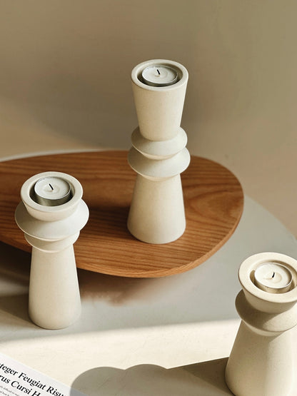 Set of 3 Minimalist Ceramic Candle Holders