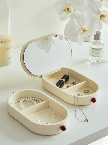 Creamy Jewelry Box with Mirror