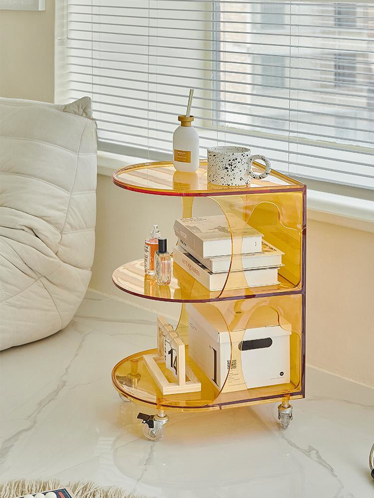 Rolling Acrylic Side Table Bar Cart