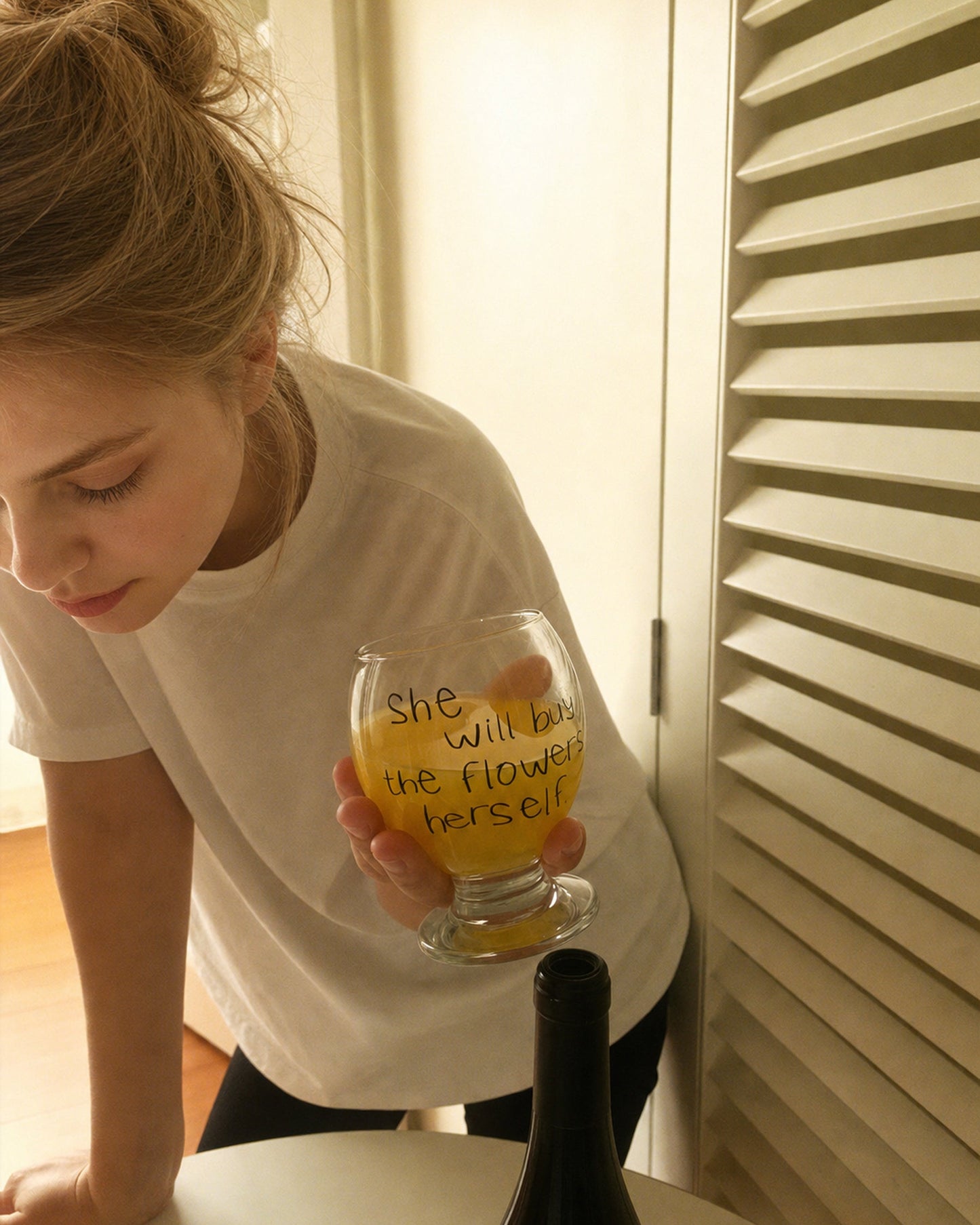 She Will Buy the Flowers Glass