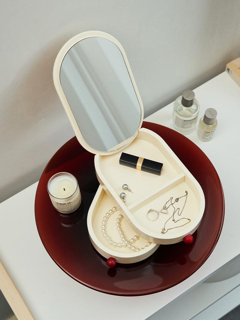 Creamy Jewelry Box with Mirror