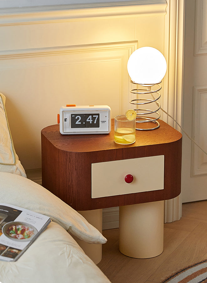 Modern Red Dot Wood Nightstand