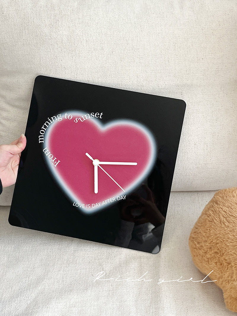 Heart-Shaped Acrylic Wall Clock