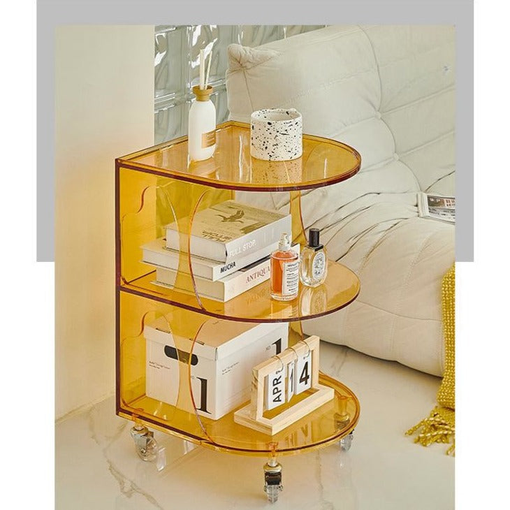 Rolling Acrylic Side Table Bar Cart