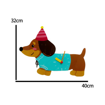 Playful Dachshund Doggy Wall Clock