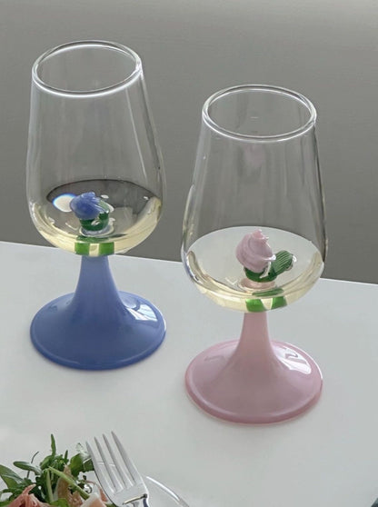 3D Rose Wine Glass Goblet