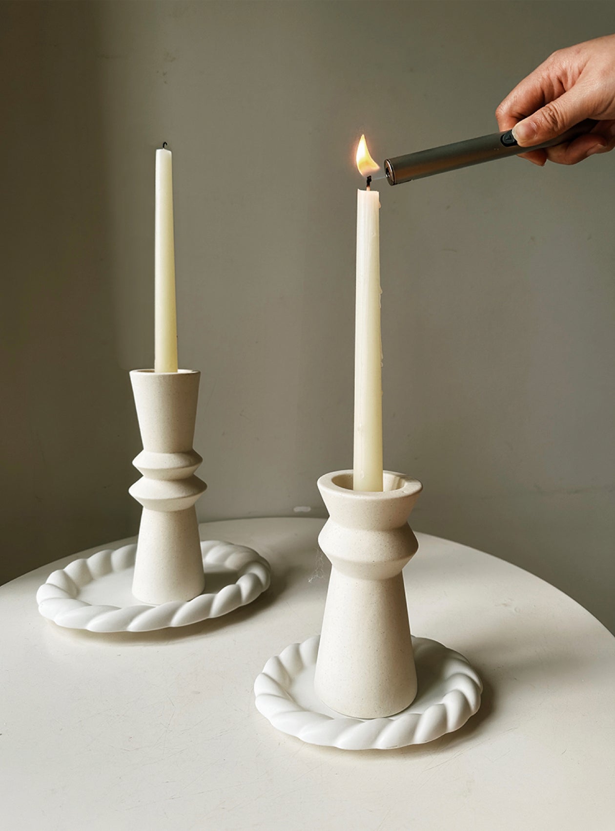 Set of 3 Minimalist Ceramic Candle Holders