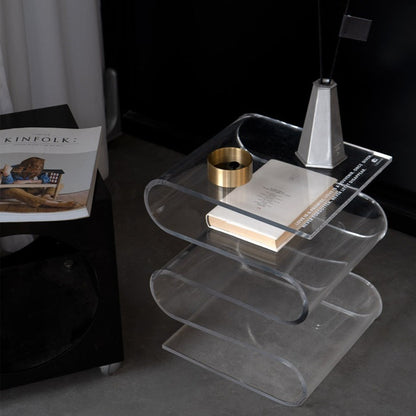 Curved Acrylic Side Table End Table