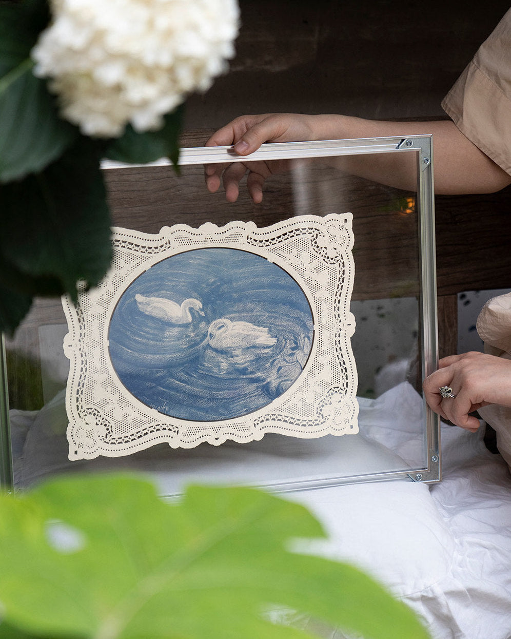 Vintage Lace Glass Wall Art