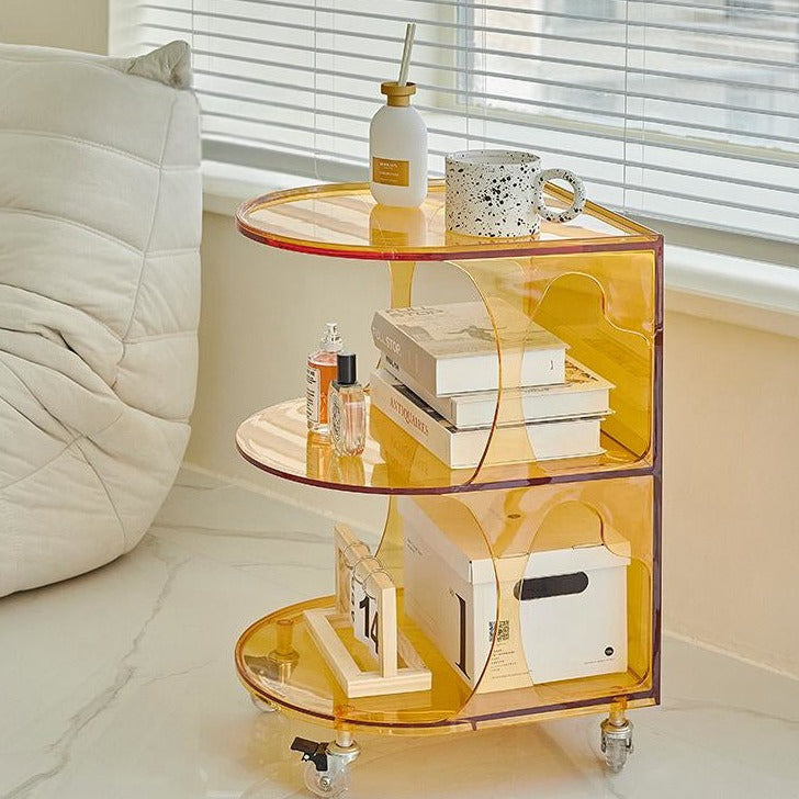 Rolling Acrylic Side Table Bar Cart