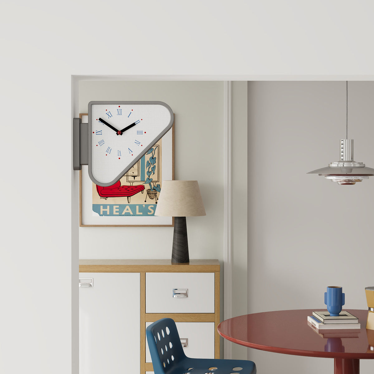 Silver Triangle Double-Sided Clock