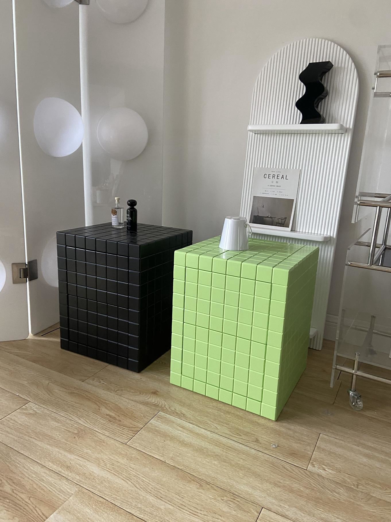 Tile Effect Side Table Nightstand Dresser