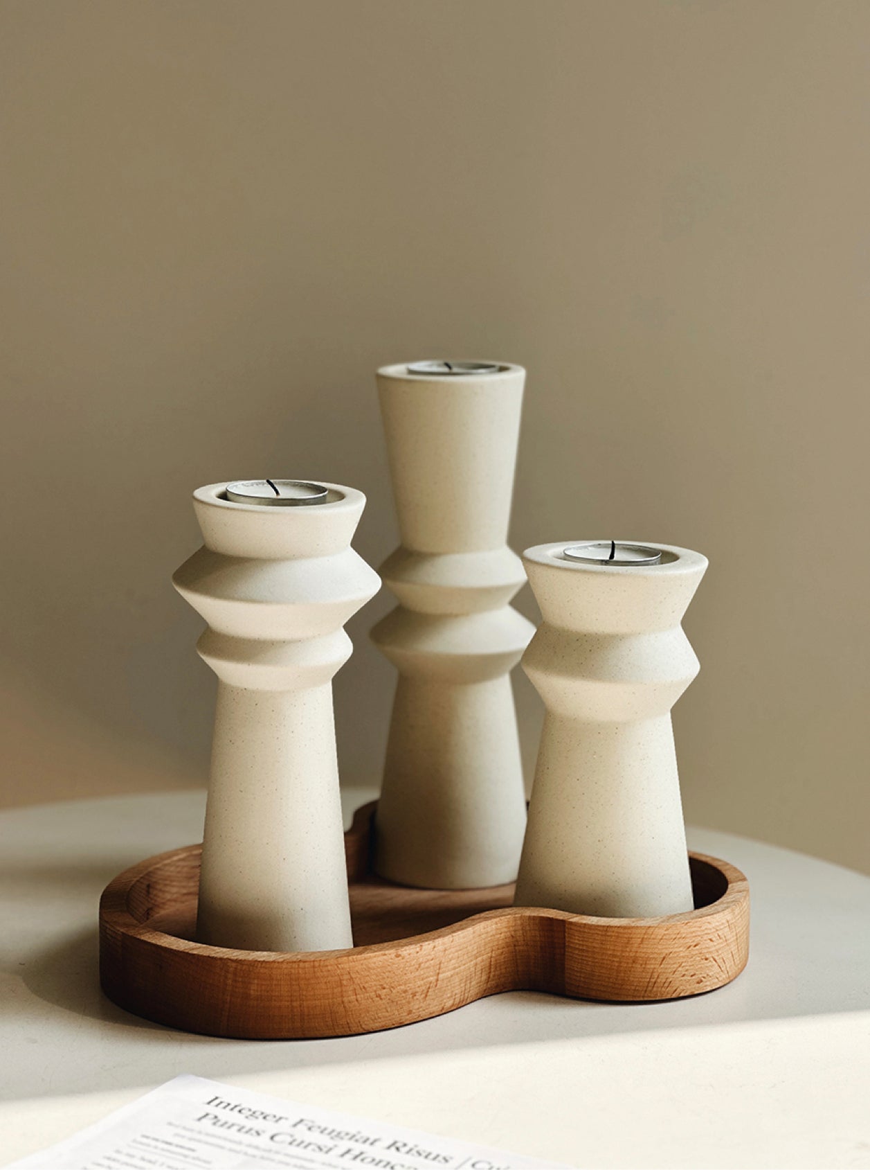 Set of 3 Minimalist Ceramic Candle Holders