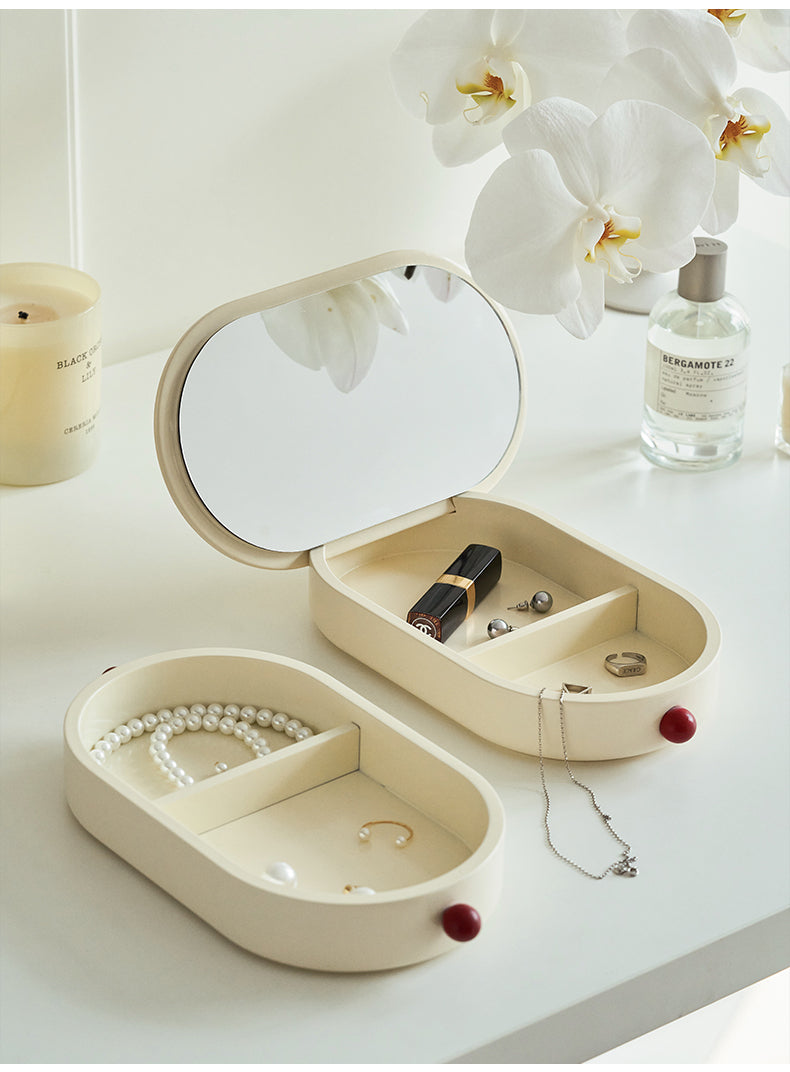 Creamy Jewelry Box with Mirror