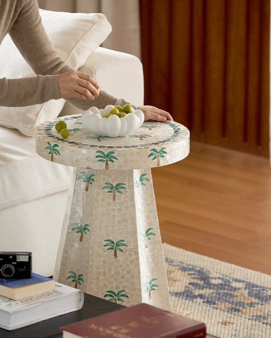 Palm Shell Mosaic Side Table