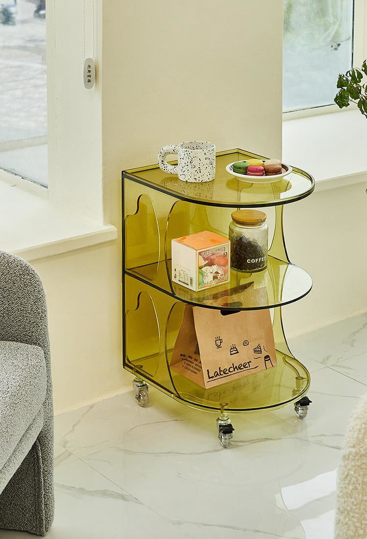 Rolling Acrylic Side Table Bar Cart