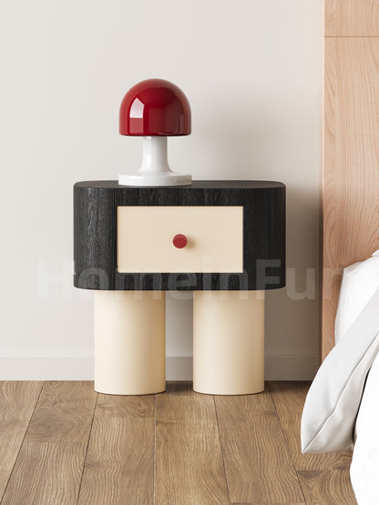 Modern Red Dot Wood Nightstand