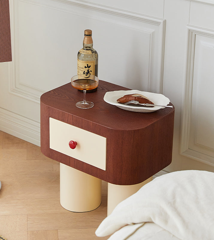 Modern Red Dot Wood Nightstand