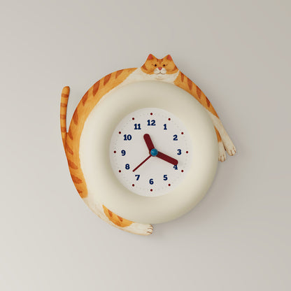 Cute Cat Hug Wall Clock