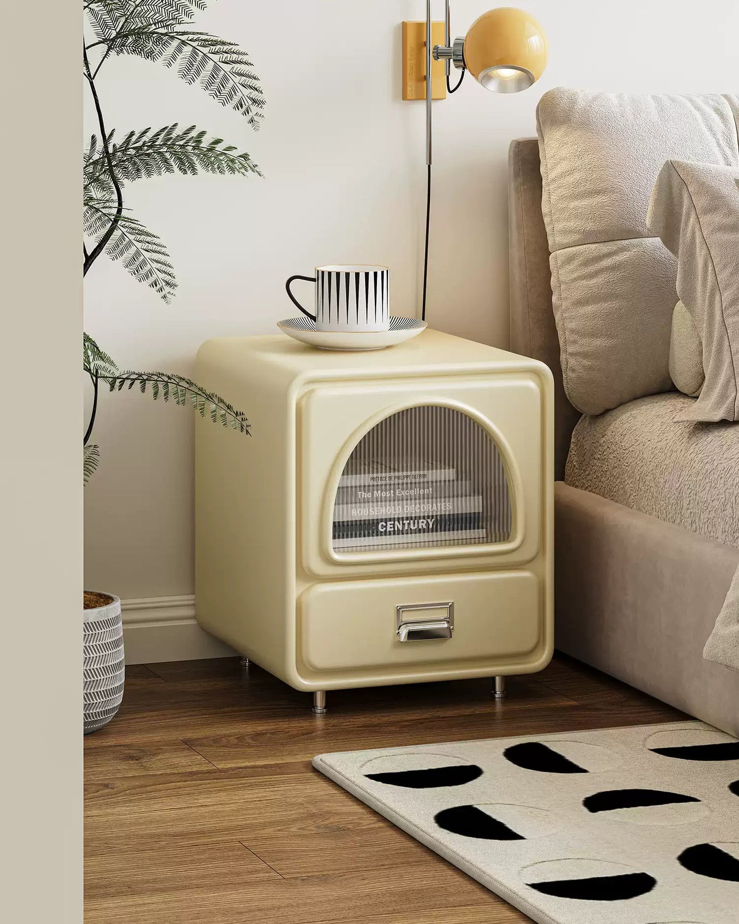 Cream White Bedside Cabinet