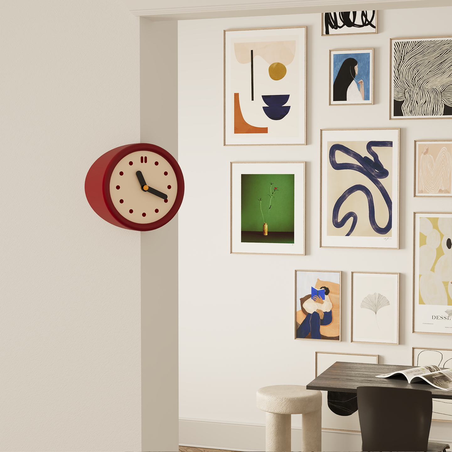 Red Corner Clock