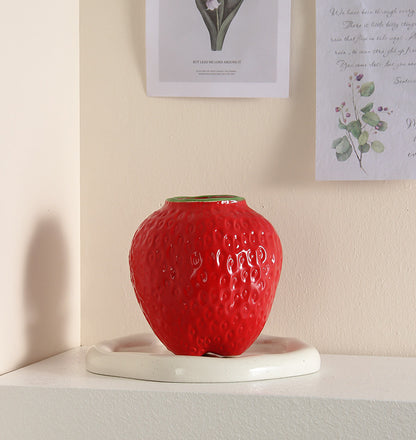 Strawberry Ceramic Flower Vase