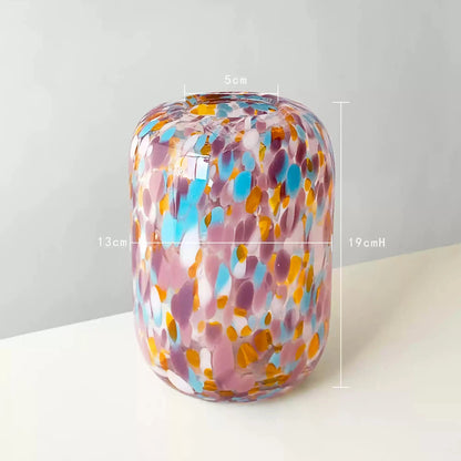 Colorful Polka-Dot Glass Vase