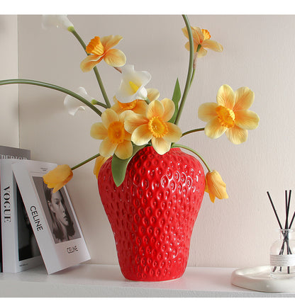 Strawberry Ceramic Flower Vase