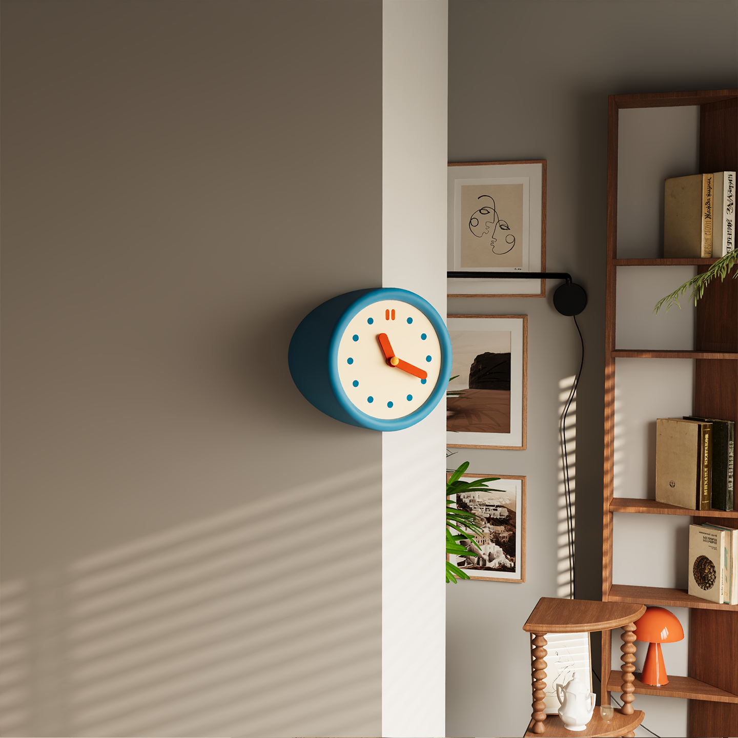 Blue Corner Clock