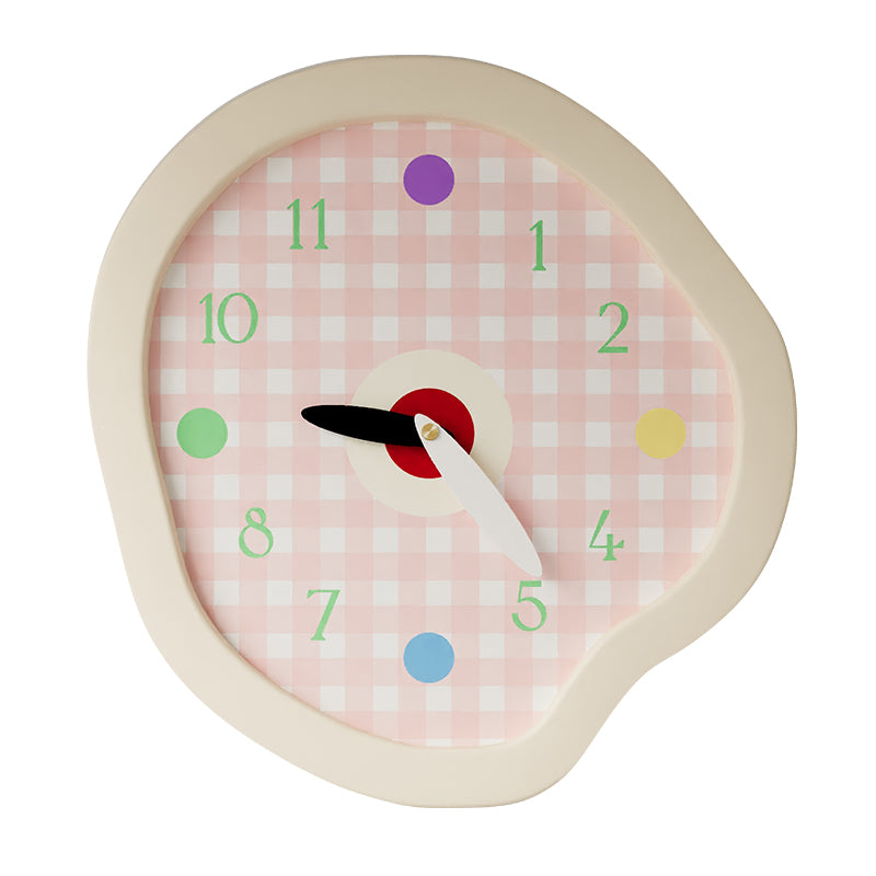 Creamy Gingham Wall Clock