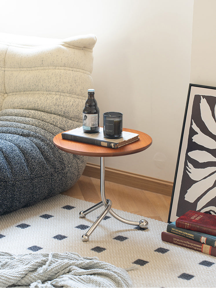 Round Solid Wood Side Table