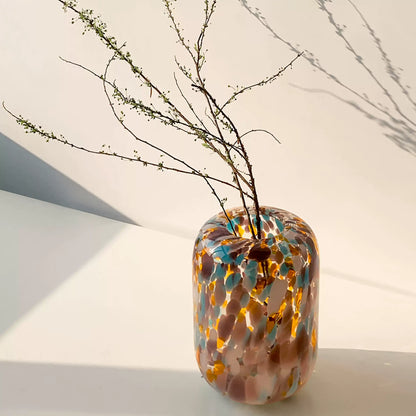 Colorful Polka-Dot Glass Vase