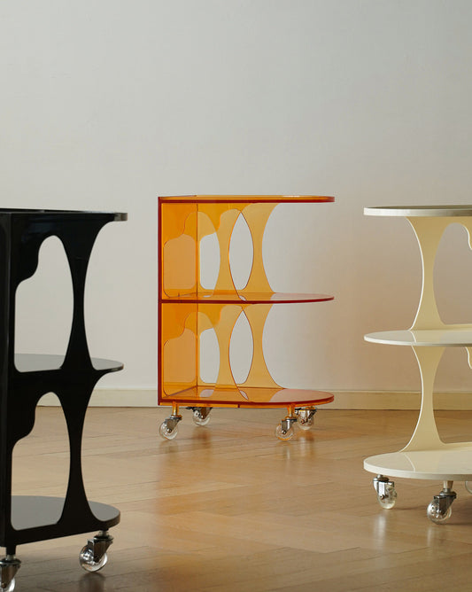 Rolling Acrylic Side Table Bar Cart