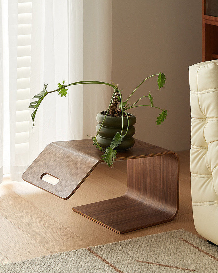 Wood Curved Side Table