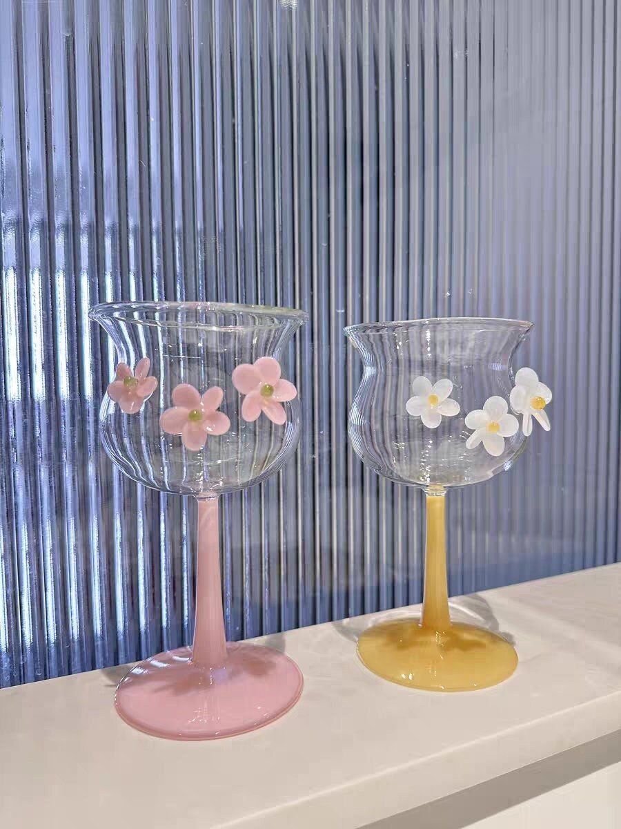 3D Flower Wine Glass - HomeinFun