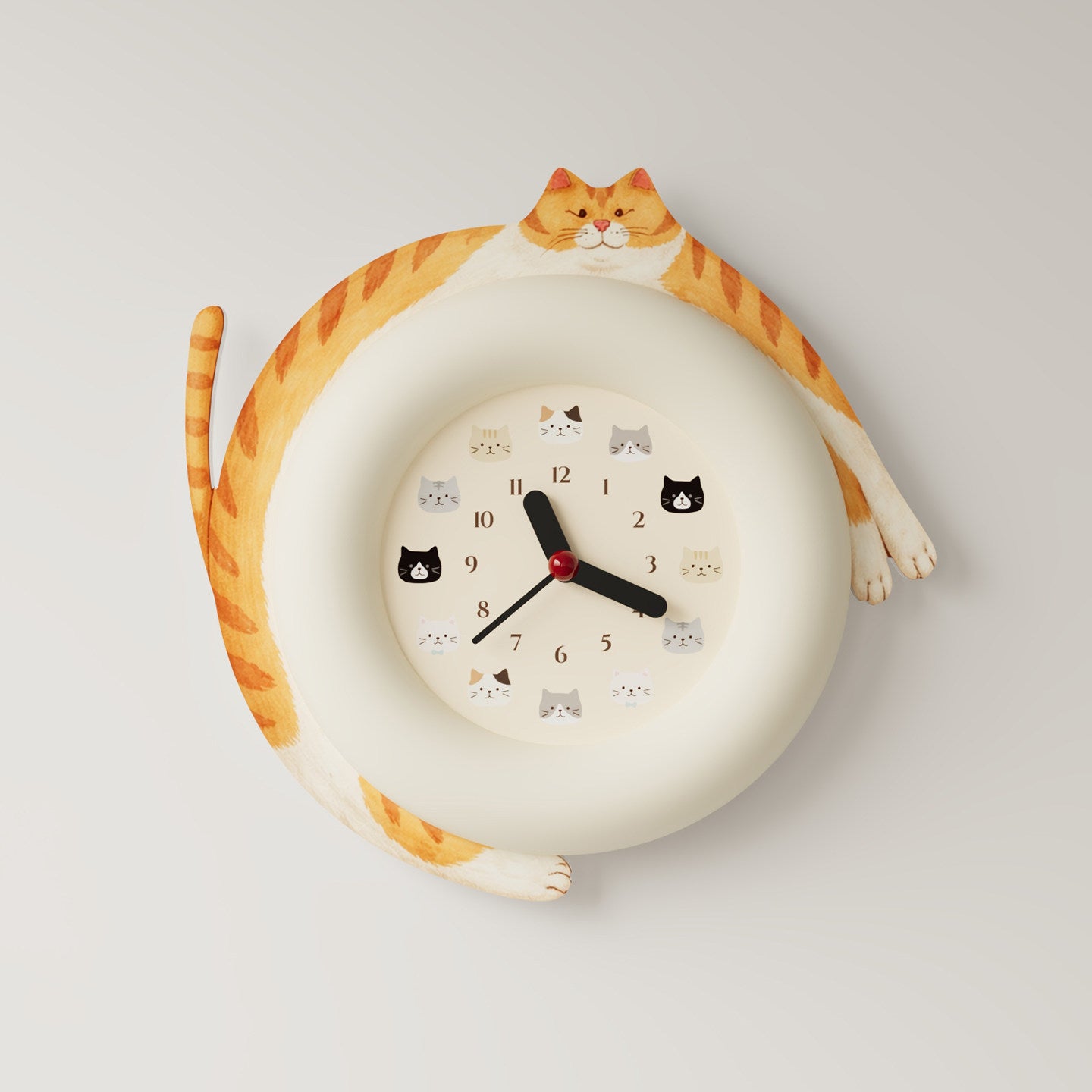 Cute Cat Hug Wall Clock